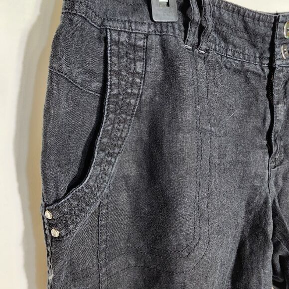 INC International Concepts Womens Shorts Sz 6 Black Casual 100% Linen Rhinestone - Picture 4 of 8
